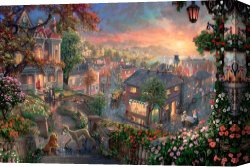 Lady Clown Canvas Prints - Lady And The Tramp by Thomas Kinkade