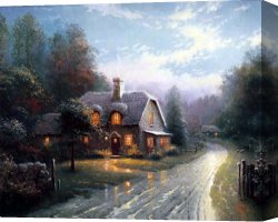 Boar Lane Canvas Paintings - Moonlight Lane I by Thomas Kinkade