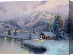 Olympics Canvas Paintings - Olympic Mountain Evening by Thomas Kinkade