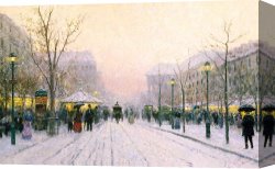 Jazz Festival in Paris Canvas Prints - Paris Snowfall by Thomas Kinkade