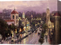 Thomas Wolfe (1900-1938) Canvas Prints - Plaza Lights, Kansas City by Thomas Kinkade