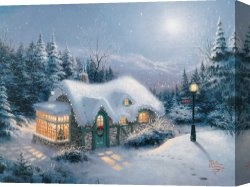 Night Canvas Paintings - Silent Night by Thomas Kinkade