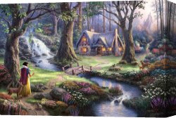 Thomas Wolfe (1900-1938) Canvas Prints - Snow White Discovers The Cottage by Thomas Kinkade