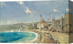 Beach Canvas Prints - The Beach at Nice by Thomas Kinkade