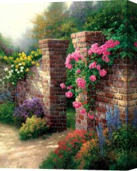 Thomas Wolfe (1900-1938) Canvas Prints - The Rose Garden by Thomas Kinkade
