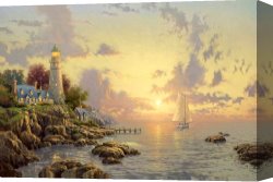 African Keeping a Horse at The Side of a Sea Canvas Paintings - The Sea of Tranquility by Thomas Kinkade