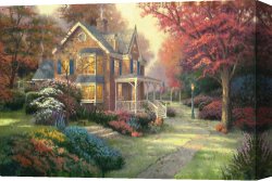 Thomas Wolfe (1900-1938) Canvas Prints - Victorian Autumn by Thomas Kinkade