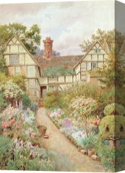Clocktower Cottage Canvas Paintings - Cottage Garden by Thomas Nicholson Tyndale
