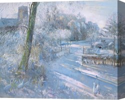 Goose Canvas Paintings - Hoar Frost Morning by Timothy Easton