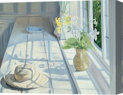 Cubist Lilies Canvas Prints - Lilies And A Straw Hat by Timothy Easton