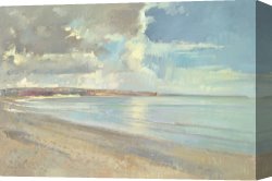 Beach Canvas Prints - Reflected Clouds Oxwich Beach by Timothy Easton