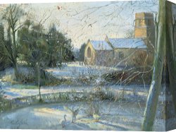 Cold Canvas Paintings - The Frozen Moat - Bedfield by Timothy Easton