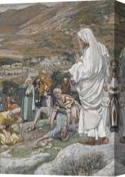 Boy Canvas Paintings - The Possessed Boy at the Foot of Mount Tabor by Tissot