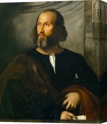 Portrait of a Young Man (selfportrait) Canvas Paintings -  Portrait of a Bearded Man by Titian