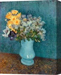 Flowers in a Blue Vase Canvas Prints - Vase of Flowers by Vincent van Gogh