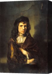 Portrait of a Young Man (selfportrait) Canvas Paintings - Portrait of a Young Man by Willem Drost