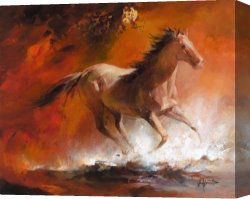Wild Boars Canvas Paintings - Wild Horses I by willem haenraets