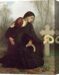 Sadness Canvas Paintings - All Saints Day by William Adolphe Bouguereau
