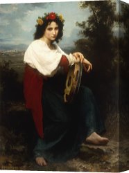 Headdress Canvas Prints - Italian Woman With A Tambourine by William Adolphe Bouguereau