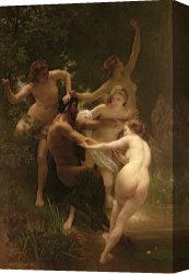 Nudity Canvas Prints - Nymphs and Satyr by William Adolphe Bouguereau