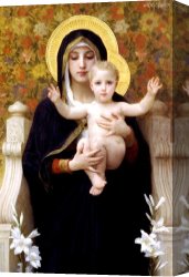 Cubist Lilies Canvas Prints - The Virgin of The Lilies by William Adolphe Bouguereau