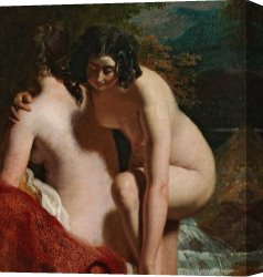 Unclothed Canvas Prints - Two Girls Bathing by William Etty
