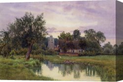 The Garden of Eden Canvas Prints - Evening at Hemingford Grey Church in Huntingdonshire by William Fraser Garden