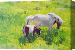 Horse Race Canvas Paintings - Piebald horse and foal by William Ireland