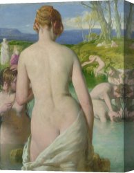 Unclothed Canvas Prints - The Bathers by William Mulready