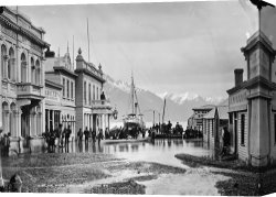 1878 Canvas Paintings - Ballarat Street, Queenstown, Nz, Flooded 1878 by William P. Hart