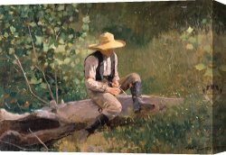 Boy Canvas Paintings - The Whittling Boy by Winslow Homer