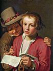 Boys Prints - Two Boys Singing From Sheet of Paper by Abraham Bloemaert