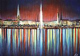 Agris Rautins Hamburg Alster fountain and Town Hall