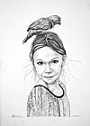Agris Rautins Portrait of a girl with parrot