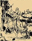 Albrecht Durer Riding Sepia Paper painting