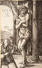 Column Paintings - The Man of Sorrows by The Column with The Virgin And St. John, From The Engraved Passion by Albrecht Durer