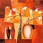 alfred gockel Orange Geometric Floral Ii