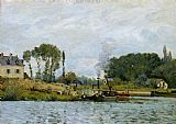 Alfred Sisley Boats at the lock at Bougival