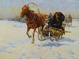 Alfred von Wierusz Kowalski Sleigh Ride painting