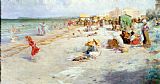 Alois Hans Schram A Busy Beach in Summer