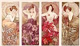 Alphonse Marie Mucha Precious Stones And Flowers