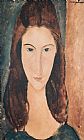 Portrait of a Young Man with Open Collar Paintings and Prints - Portrait of a Young Girl by Amedeo Modigliani