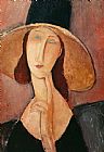 Amedeo Modigliani Portrait of Jeanne Hebuterne in a large hat