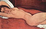 Reclining Nude Prints - Reclining Nude With Arms Behind Her Head by Amedeo Modigliani
