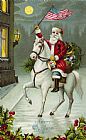 American School A Merry Christmas card of Santa Riding a White Horse