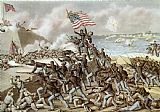 American School Black troops of the Fifty Fourth Massachusetts Regiment during the assault of Fort Wagner painting