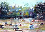Andre Mehu Boats on the shore at Doelan painting