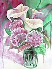 Andre Mehu Calla lilies and Hydrangeas painting