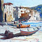 Andre Mehu On the beach of Cefalu painting