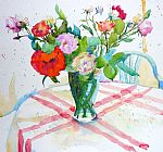 Andre Mehu Roses and poppies bouquet study